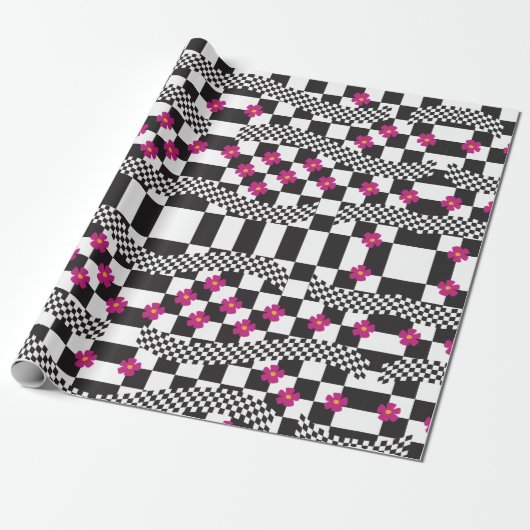Retro-Schachbrett-Design Geschenkpapier (Ungerollt)