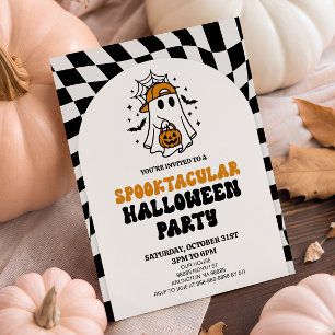 Retro-Schachbrett Eine Gruselige Halloween-Party Einladung