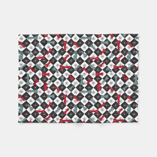 Retro-Schachbrett Fleecedecke (Vorderseite (Horizontal))
