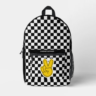 Retro-Schachbrett-Friedenszeichen  Bedruckter Rucksack