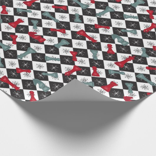 Retro-Schachbrett Geschenkpapier (Ecke)