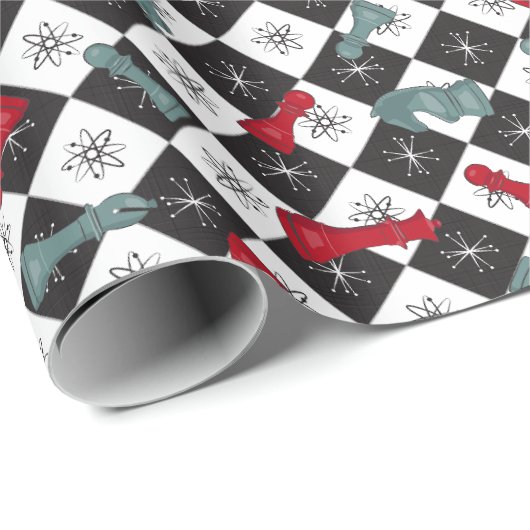 Retro-Schachbrett Geschenkpapier (Rolleneckpunkt)