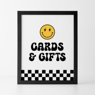 Retro Schachbrett Happy Face Geburtstagskarten und Poster