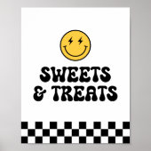 Retro Schachbrett Happy Face Süßigkeiten und Lecke Poster (Vorne)