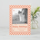 Retro Schachbrett Holiday Card Feiertagskarte (Stehend Vorderseite)