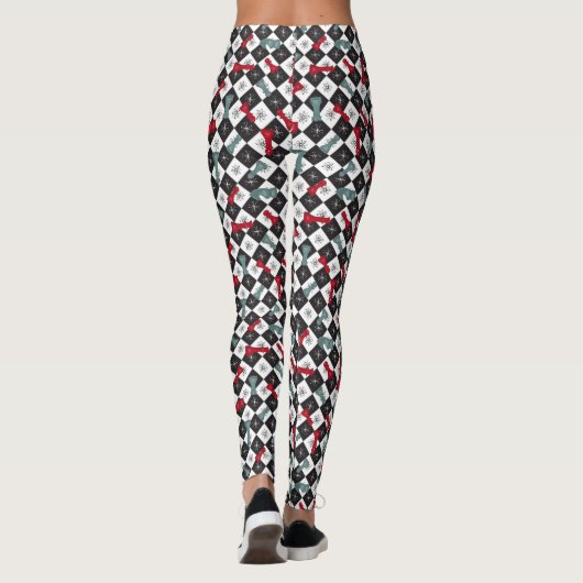 Retro-Schachbrett Leggings (Rückseite)