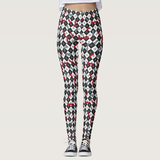 Retro-Schachbrett Leggings (Vorderseite)