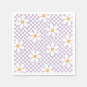 Retro Schachbrett Lilac Daisy Geburtstag Serviette (Vorderseite)