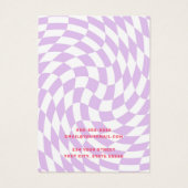 Retro-Schachbrett mit Wirbelwelle lila Ohrring-Kar (Rückseite)