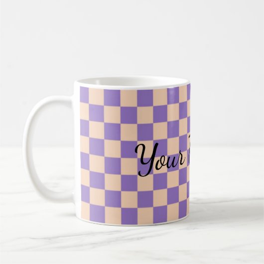 Retro-Schachbrett Süßes Lavendel Kaffeetasse (Links)