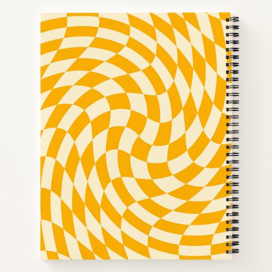 Retro-Schachbrett wirbelnde Welle hinzufügen Namen Notizblock (Rückseite)