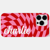 Retro-Schachbrett wirbelrot Case-Mate iPhone Hülle (Rückseite (Horizontal))