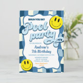 Retro Schachbrettbecken Party Geburtstag Einladung (Stehend Vorderseite)