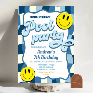 Retro Schachbrettbecken Party Geburtstag Einladung