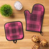 Retro-Schachbretter Ofenhandschuh & Topflappen-Set (Oben Unten)