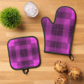 Retro-Schachbretter Ofenhandschuh & Topflappen-Set (Oben Unten)