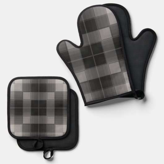 Retro-Schachbretter Ofenhandschuh & Topflappen-Set (Vorderseite/Rückseite)