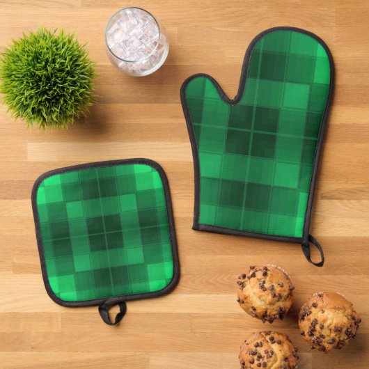 Retro-Schachbretter Ofenhandschuh & Topflappen-Set (Oben Unten)