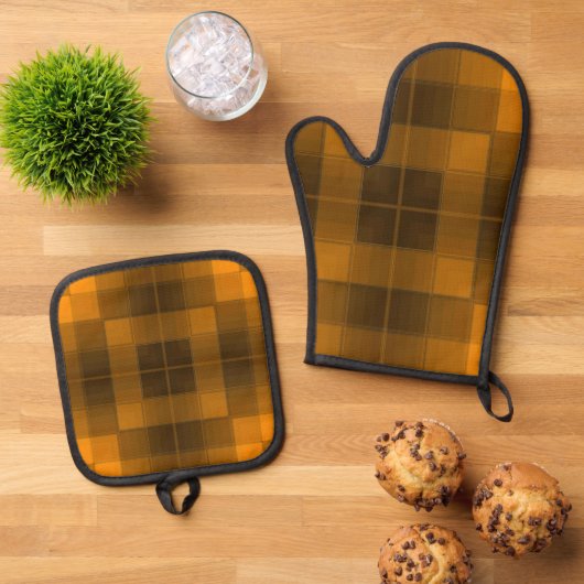 Retro-Schachbretter Ofenhandschuh & Topflappen-Set (Oben Unten)