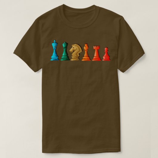 Retro Schachfiguren Brettspiel Schach T-Shirt (Design vorne)