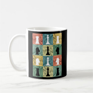 Retro-Schachfiguren Vintage Schachspielplatine Kaffeetasse