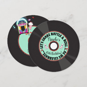 Retro-Schallplatte 1950er 50er Jahre Geburtstagsfe Einladung