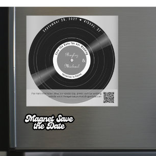 Retro-Schallplatte Hochzeit Save-the-Date-Magnet Magneteinladung