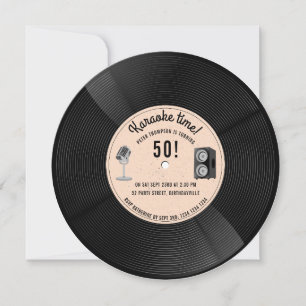 Retro-Schallplatte Musik-Karaoke-Geburtstagsfeier Einladung
