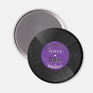 Retro-Schallplatte Rock N Roll Lila Geburtstag Magnet