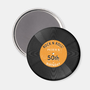 Retro-Schallplatte Rock N Roll Orange Geburtstag Magnet