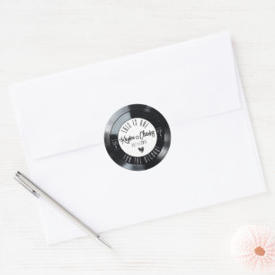Retro-Schallplatte Schwarz-Weiß-Musik-Hochzeit Runder Aufkleber