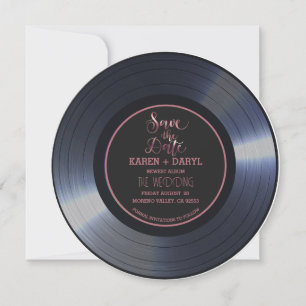 Retro-Schallplatte Schwarze Hochzeit Save the Date Einladung