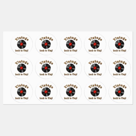 Retro Schallplatte, Vinyl, Vintage, Oldie Runder Etiketten (Blatt)