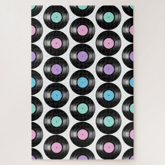 Retro-Schallplatten Farbige Muster Puzzle (Vertikal)