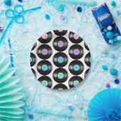 Retro-Schallplatten Farbige Musterdesign Pappteller (Party)