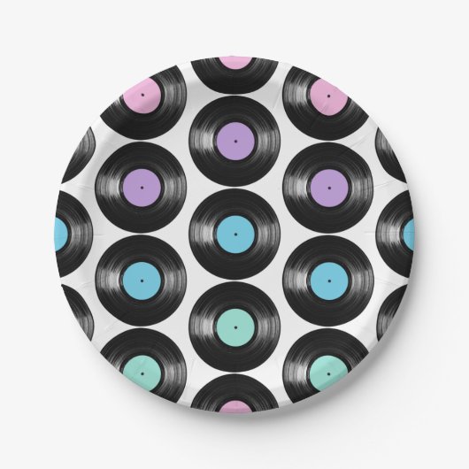 Retro-Schallplatten Farbige Musterdesign Pappteller (Vorderseite)