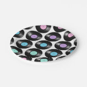 Retro-Schallplatten Farbige Musterdesign Pappteller (Schrägansicht)