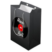 Retro-Schallplatten-Geschenktasche Mittlere Geschenktüte (Vorderseite Schrägansicht)
