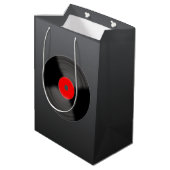 Retro-Schallplatten-Geschenktasche Mittlere Geschenktüte (Rückseite Schrägansicht)