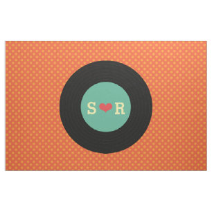Retro-Schallplatten-Hochzeitsflagge Stoff