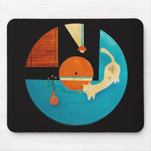 Retro-Schallplatten-Illustration einer sich streck Mousepad (Vorne)