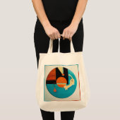 Retro-Schallplatten-Illustration einer sich streck Tragetasche (Vorderseite (Produkt))