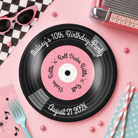 Retro-Schallplatten-Party Pappteller
