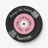 Retro-Schallplatten-Party Pappteller (Vorderseite)