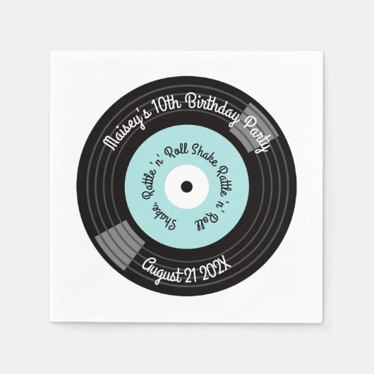 Retro-Schallplatten-Party Serviette (Vorderseite)