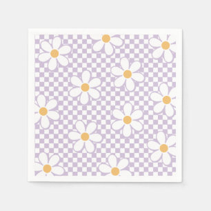 Retro Scheckers Lilac Daisy Geburtstag Serviette