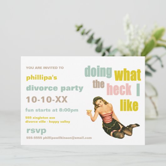 Retro-Scheidung Party Einladungen (Stehend Vorderseite)