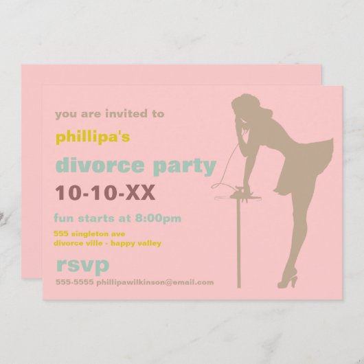 Retro Scheidungs-Party Einladungen (Vorne/Hinten)