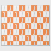 Retro-Schere Orange Karomuster Geschenkpapier (Flach)