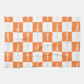 Retro-Schere Orange Karomuster Geschirrtuch (Horizontal)